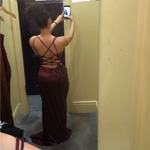 maroonish brown prom dress